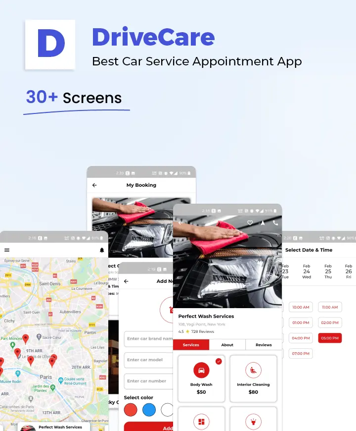 Mobile app concept — DriveCare (Android App).