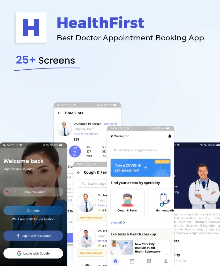 Mobile app concept — HealthFirst (React App Development).