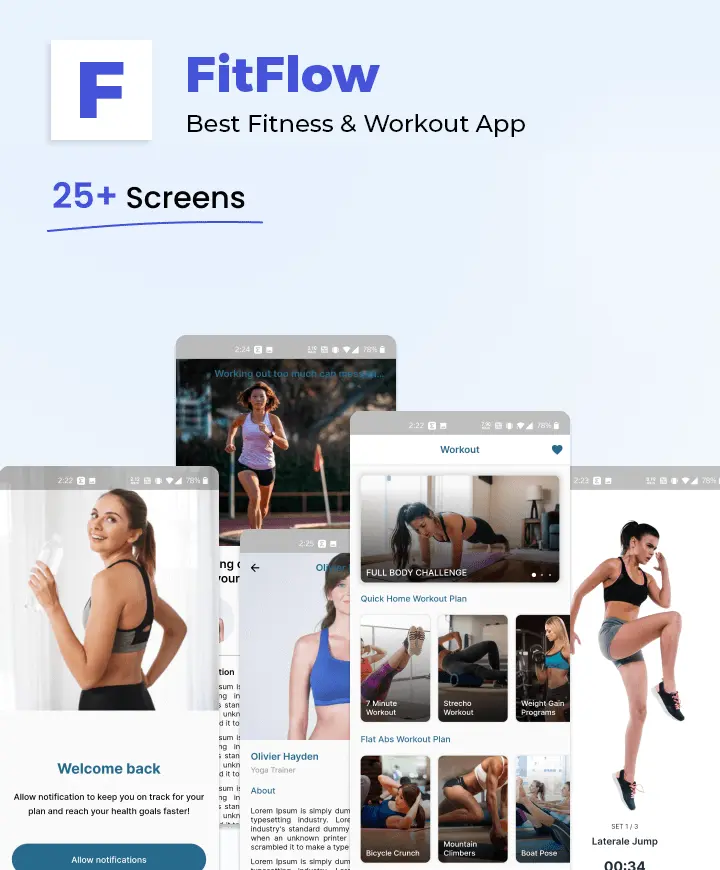 Mobile app concept — FitFlow (React App Development).