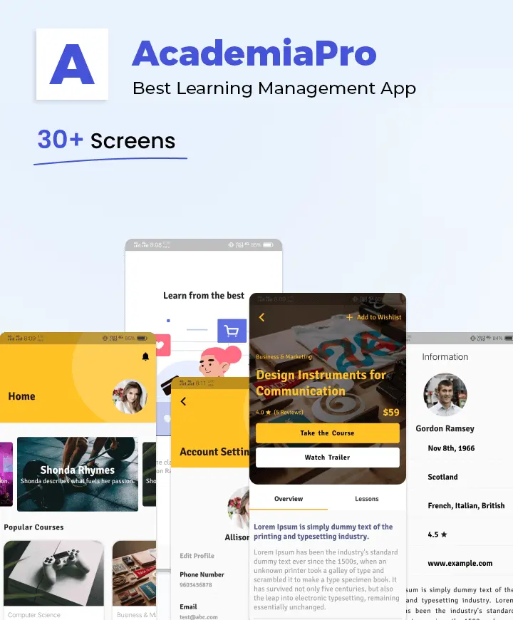 Mobile app concept — AcademiaPro (React App Development).
