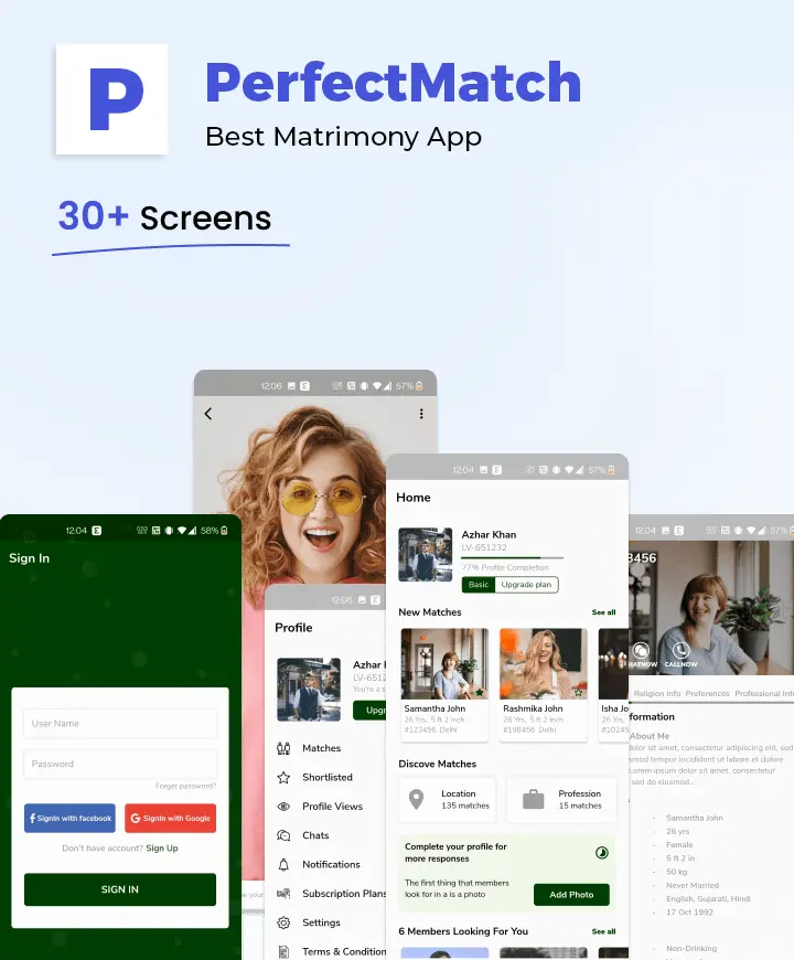 Mobile app concept — PerfectMatch (React App Development).