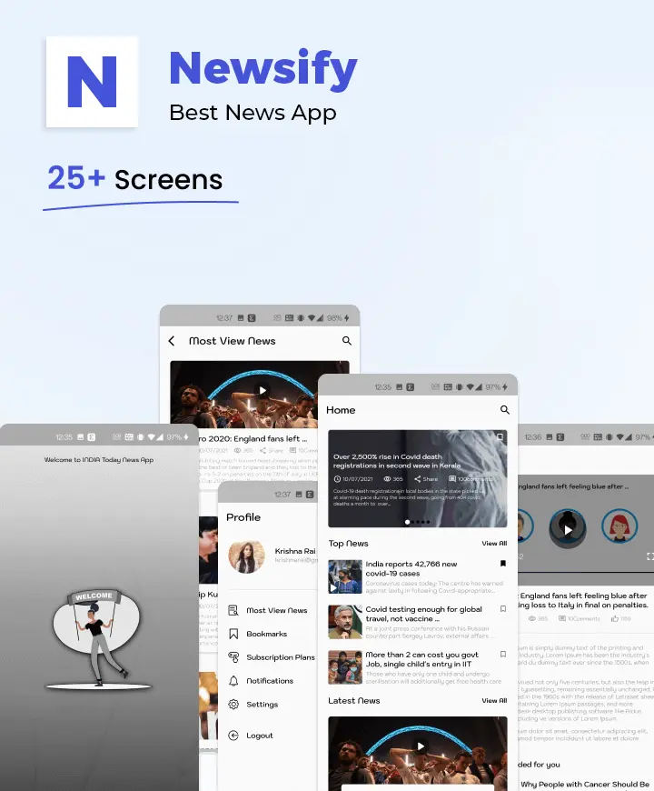 Mobile app concept — Newsify (React App Development).
