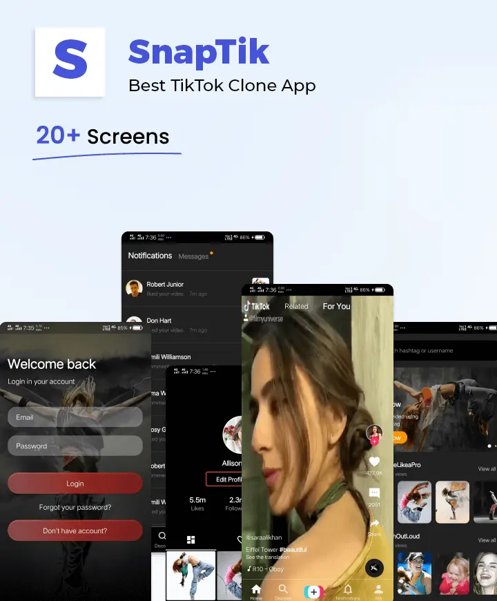 Mobile app concept — SnapTik (React App Development).